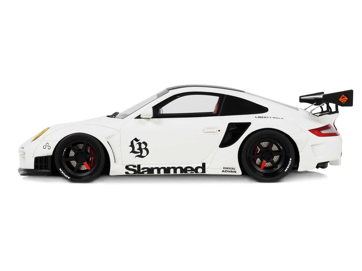 2024 Porsche 911 Turbo LB-Works White with Black Top 1/18 Model Car by GT Spirit-3