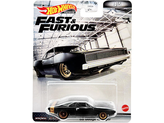 1968 Dodge Charger R/T Matt Black with Gold Tail Stripe "Fast & Furious" Series Diecast Model Car by Hot Wheels-0