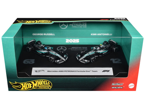 "Mercedes-AMG Petronas Formula One Team" Formula One F1 World Championship (2025) 2 Piece Set Diecast Model Cars by Hot Wheels-0