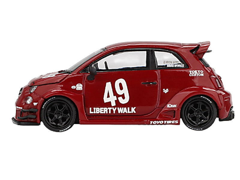 ABARTH 595 #49 "LB-Works x Abas Works" Red Limited Edition 1/64 Diecast Model Car by Mini GT-1