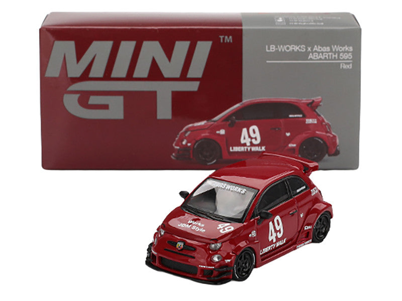 ABARTH 595 #49 "LB-Works x Abas Works" Red Limited Edition 1/64 Diecast Model Car by Mini GT-3