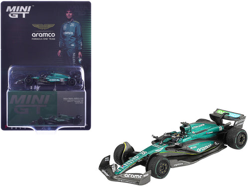 Aston Martin AMR24 #18 Lance Stroll Formula One F1 "Canadian GP" (2024) Limited Edition 1/64 Diecast Model Car by Mini GT-0