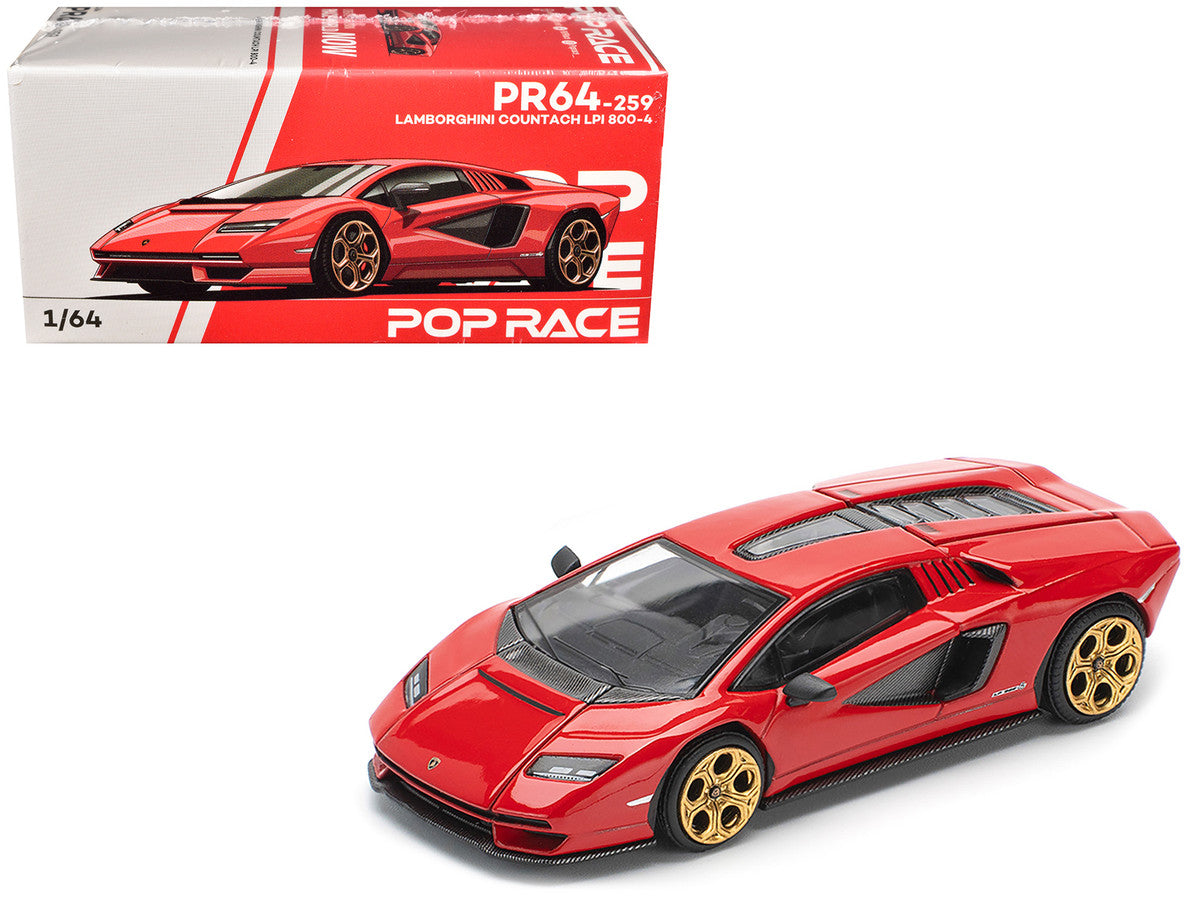 Lamborghini Countach LPI 800-4 Red with Carbon Accents 1/64 Diecast Model Car by Pop Race-3