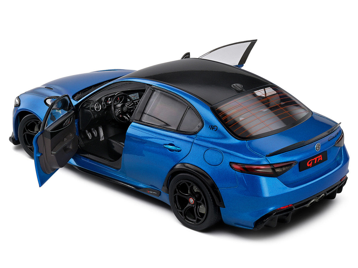 2022 Alfa Romeo Giulia GTA Anodized Blue Metallic with Carbon Top 1/18 Diecast Model Car by Solido-2