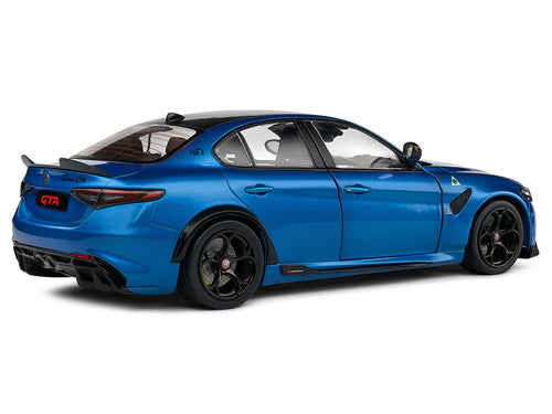 2022 Alfa Romeo Giulia GTA Anodized Blue Metallic with Carbon Top 1/18 Diecast Model Car by Solido-1