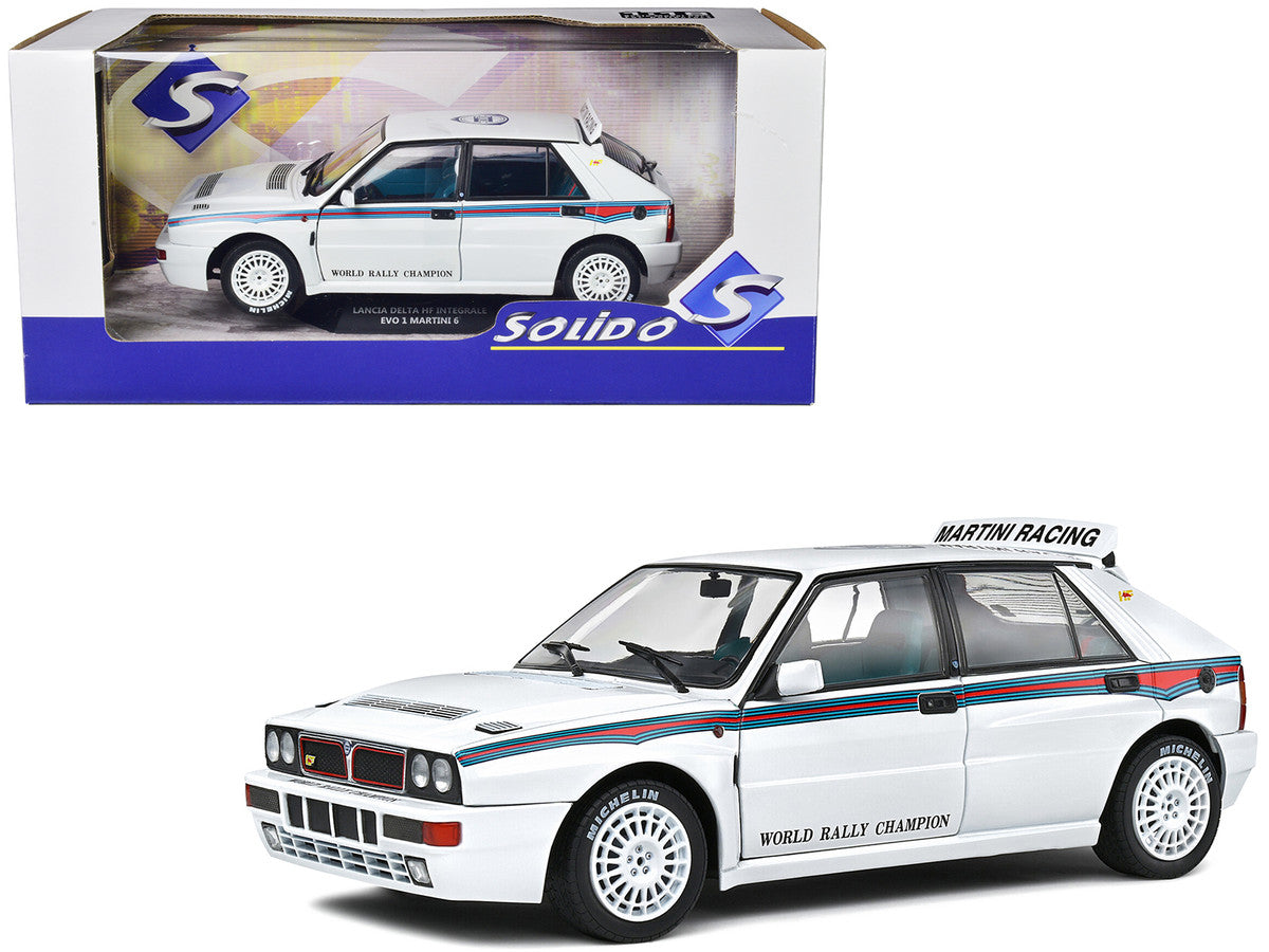 1992 Lancia Delta HF Integrale Evo 1 Martini 6 White with Blue and Red Stripes "World Rally Champion - Martini Racing" 1/18 Diecast Model Car by Solido-0