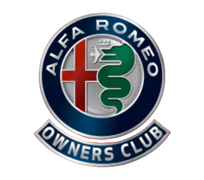 Alfa Romeo Owners Club emblem on a red background
