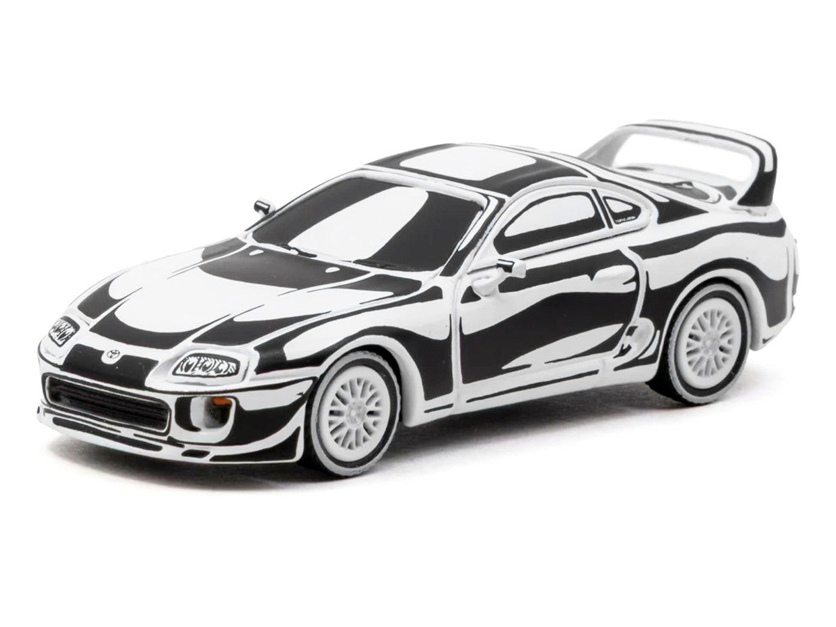 Toyota Supra "Designed by Joshua Vides" Black and White "Hobby64" Series 1/64 Diecast Model Car by Tarmac Works-1