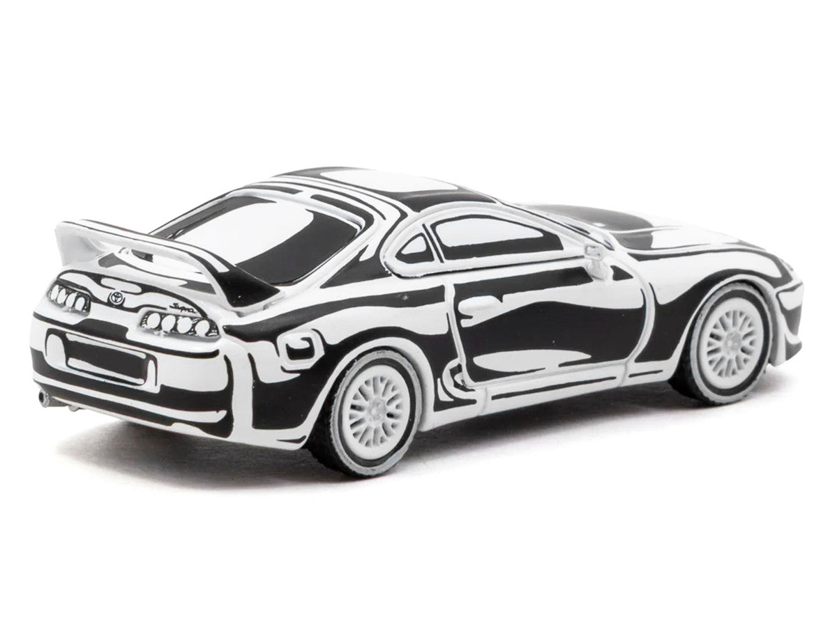 Toyota Supra "Designed by Joshua Vides" Black and White "Hobby64" Series 1/64 Diecast Model Car by Tarmac Works-2