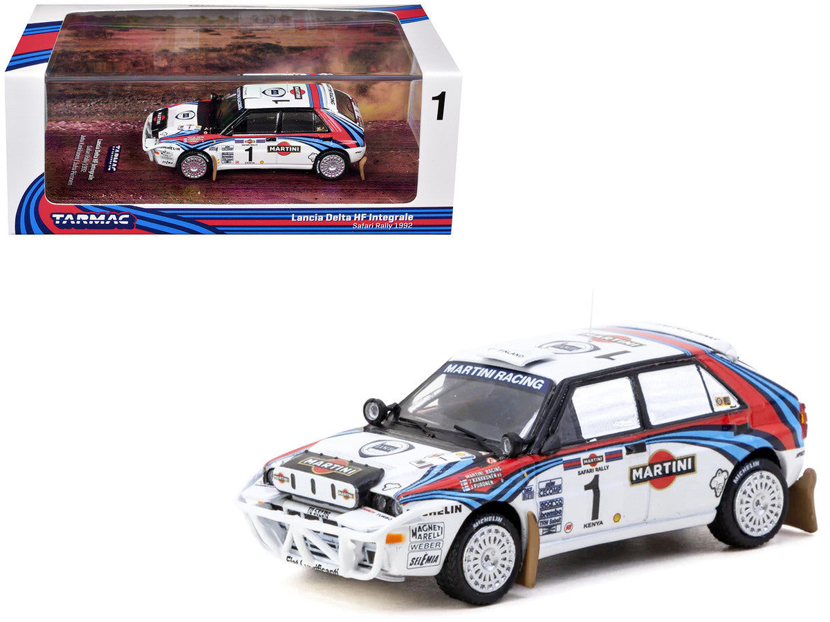 Lancia Delta HF Integrale #1 Juha Kankkunen - Juha Piironen "Martini Racing" 2nd Place "Safari Rally" (1992) "Hobby64" Series 1/64 Diecast Model Car by Tarmac Works