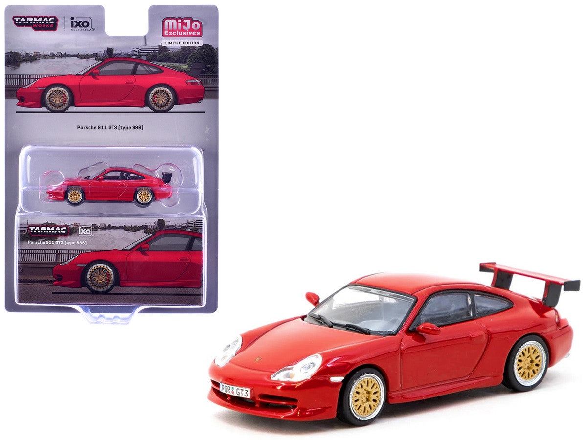 Porsche 911 GT3 (996) Red "Global64" Series 1/64 Diecast Model by Tarmac Works-3