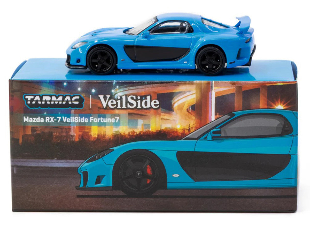 Mazda RX-7 "VeilSide Fortune7" RHD (Right Hand Drive) Blue "Global64" Series 1/64 Diecast Model Car by Tarmac Works-3