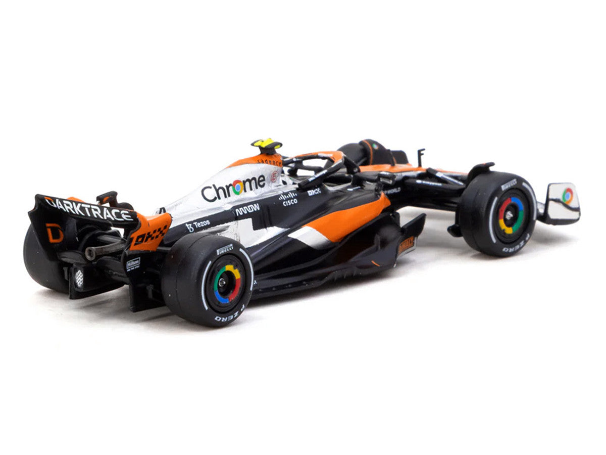 McLaren MCL60 #4 Lando Norris 2nd Place Formula One F1 "British GP" (2023) with Pitboards "Global64" Series 1/64 Diecast Model Car by Tarmac Works-2