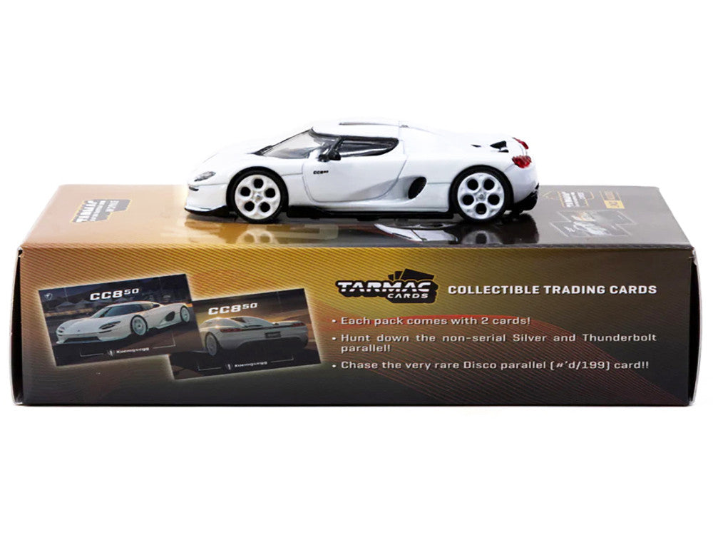 Koenigsegg CC850 White with Tarmac Cards "Global64" Series 1/64 Diecast Model by Tarmac Works-2