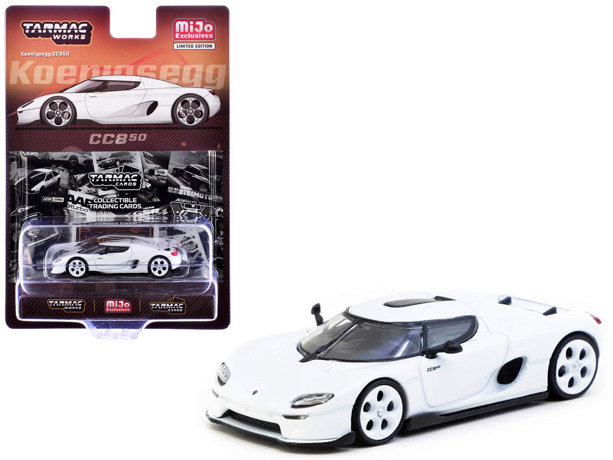 Koenigsegg CC850 White with Tarmac Cards "Global64" Series 1/64 Diecast Model by Tarmac Works-3