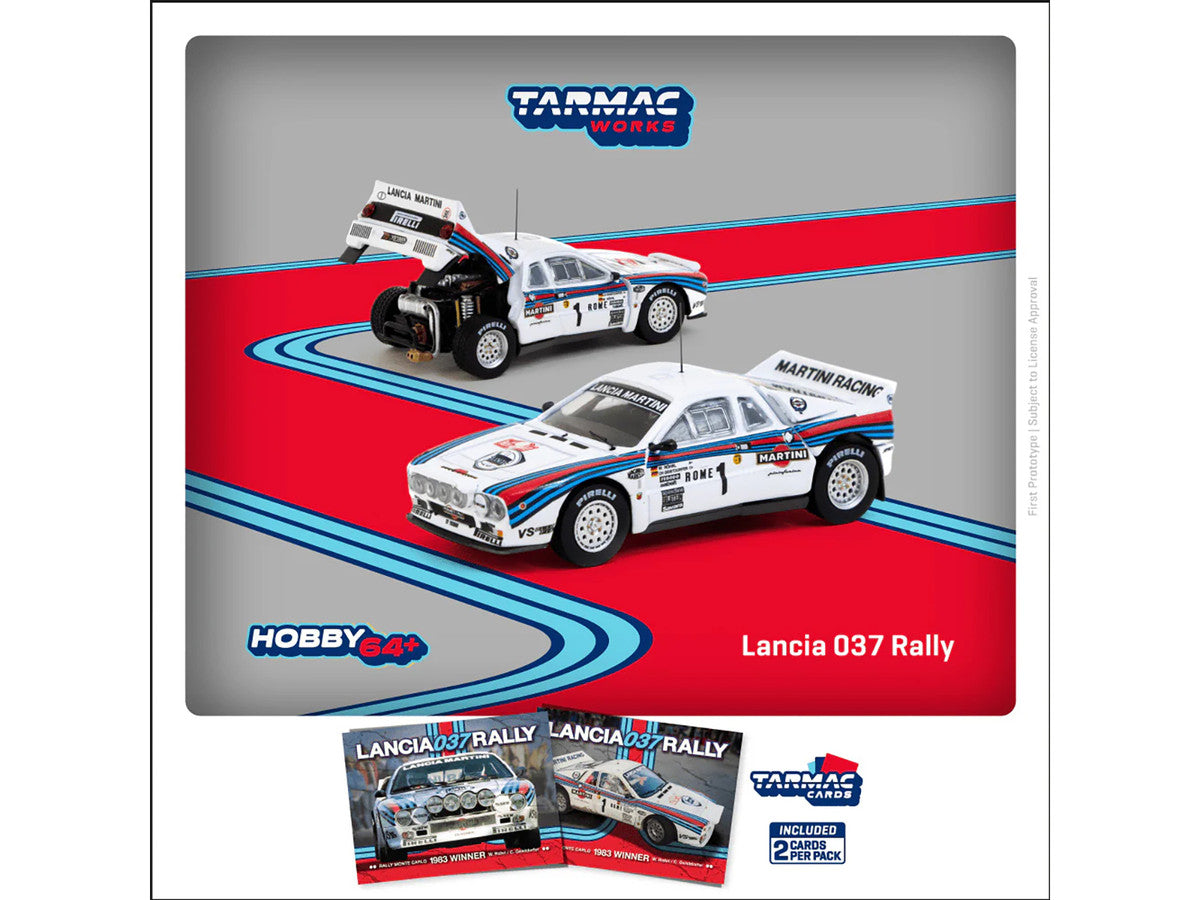 Lancia 037 Rally #1 Walter Rohrl - Christian Geistdorfer "Martini Racing" Winner "Rallye Monte-Carlo" (1983) "Hobby64+" Series 1/64 Diecast Model Car by Tarmac Works-1