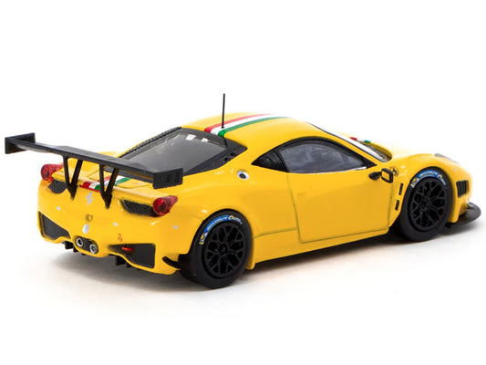 Ferrari 458 Italia GT3 Yellow with Italian Flag Stripes "Road64" Series 1/64 Diecast Model Car by Tarmac Works-0