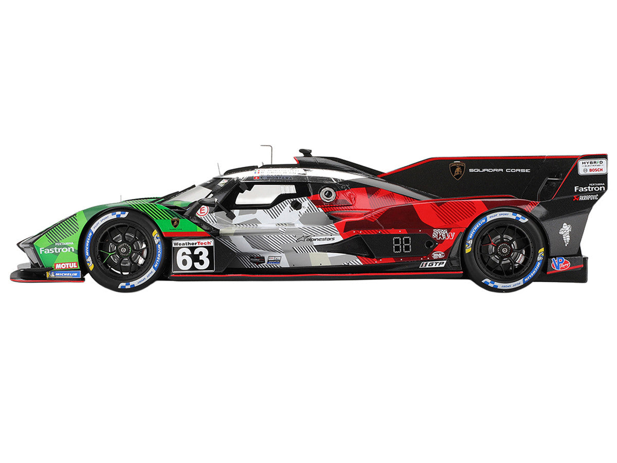 Lamborghini SC63 #63 Mirko Bortolotti - Romain Grosjean - Daniil Kvyat - Edoardo Mortara "Automobili Lamborghini Squadra Corse" IMSA "24 Hours of Daytona" (2025) 1/18 Model Car by Top Speed